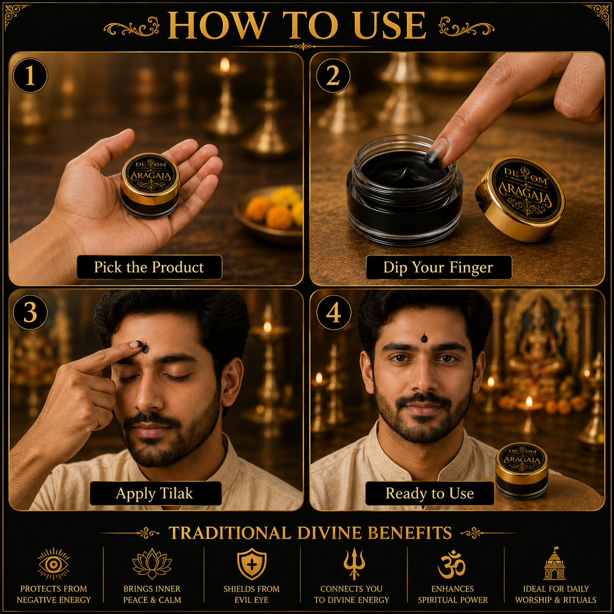 Aragaja Tilak | Traditional Divine Temple Fragrance | Natural Pooja Paste for Daily Worship, Archana, Abhishekam & Idol Alankaram