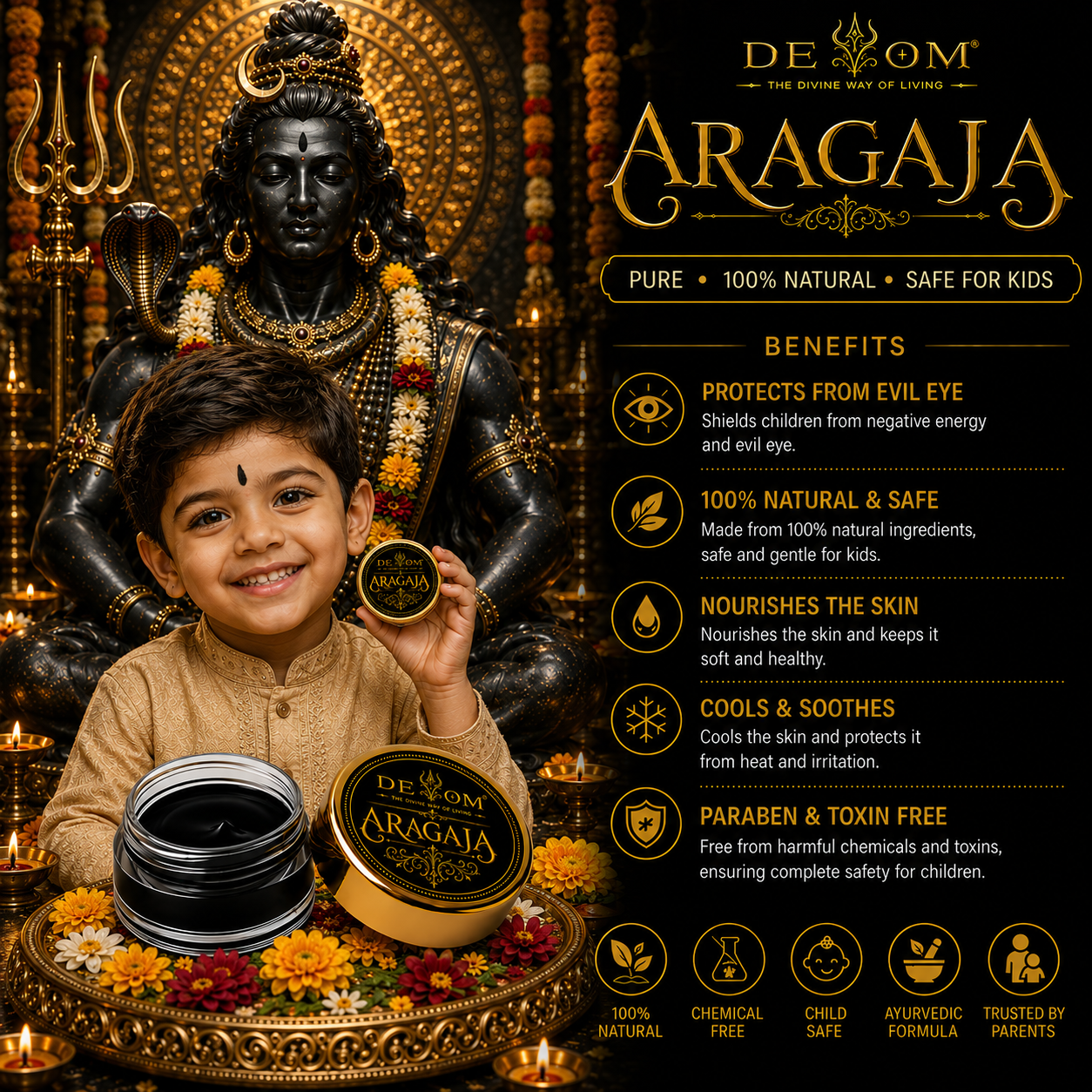 Aragaja Tilak | Traditional Divine Temple Fragrance | Natural Pooja Paste for Daily Worship, Archana, Abhishekam & Idol Alankaram (Copy)