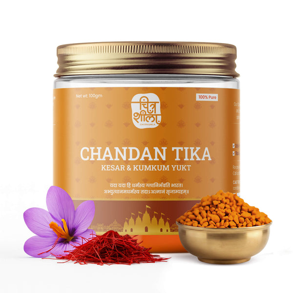 100% Pure Chandan Tika with Kesar, Kumkum & Camphor for Daily Use - 100 gms.